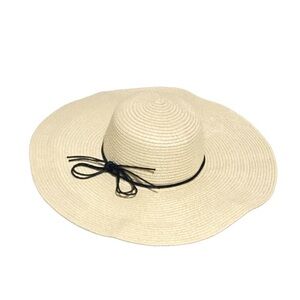 Yuuve Bow Wide Brim Floppy Straw Sun Hat - OSFM